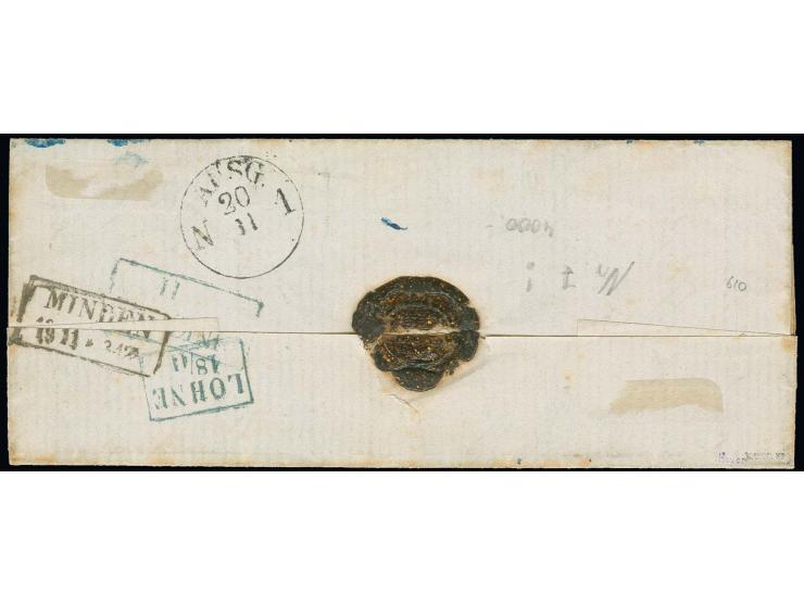 2 Gr. auf rosa, farbfrisch und allseits sehr breitrandig mit Ra2 "DINKLAGE 19 11" auf zunächst unfrankiertem und richtig mit 