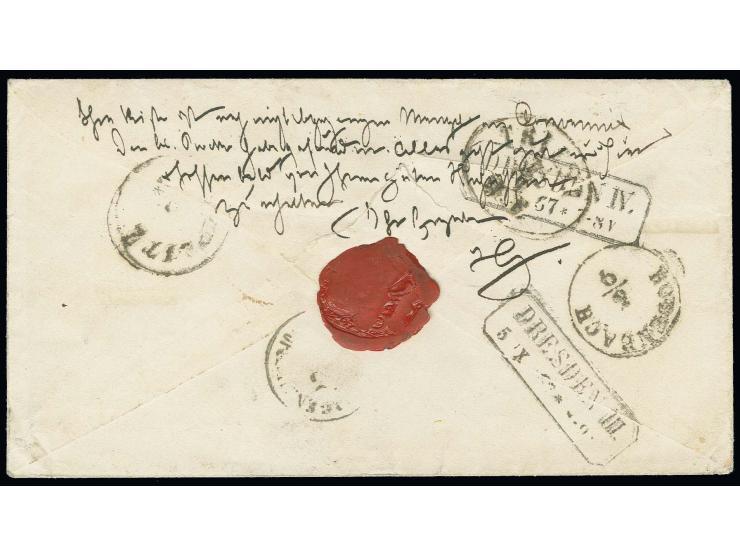 1867, Wappen 5 Ngr. grauultramarin mit Nr. "116" und sauber nebengesetztem Ra2 "FRAUENSTEIN 4 IX 67" auf Briefkuvert "Via Tri