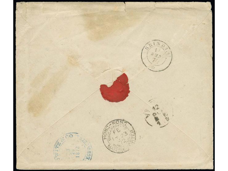 1872, Briefkuvert der 2. Gewichtsstufe frankiert mit Kleiner Schild ½ Gr. ziegelrot und je 2 Werten 2 Gr. blau und 5 Gr. ocke
