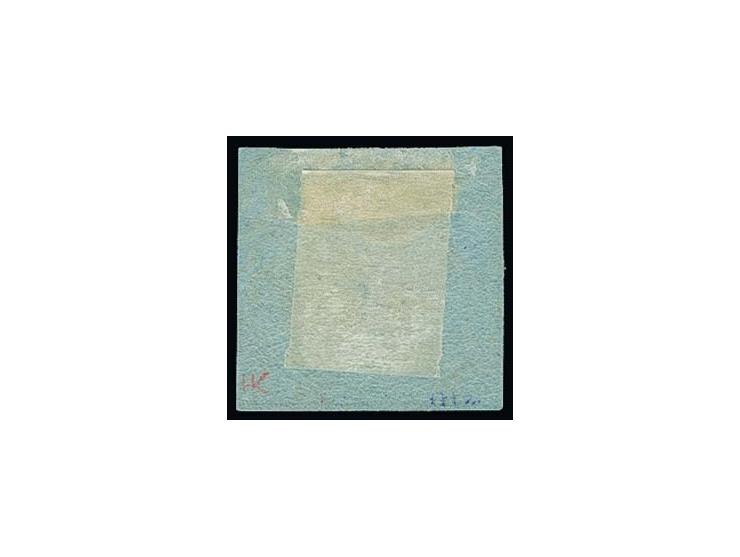 1853, 3 Kr. auf mittelgrünlichblau, farbfrisch, oben rechts winzig berührt sonst vollrandig, sauber ungebraucht, mittig klein