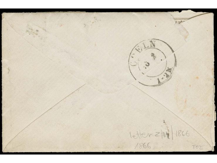 1859/61, 5 Sgr. braunpurpur, 2 Einzelwerte zusammen mit 3 Sgr. braun in üblichem Schnitt, die 5 Sgr. etwas an bzw. über den R