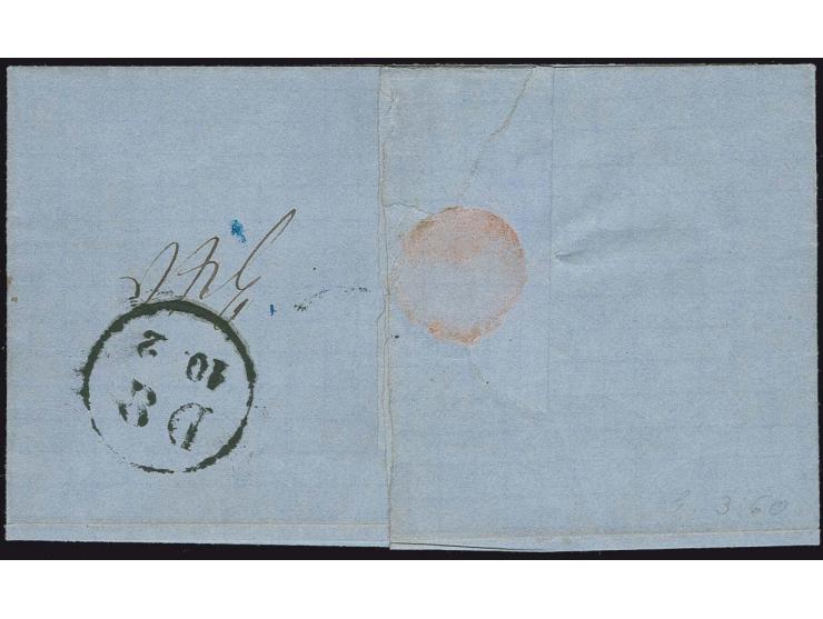 5 Sgr. braunpurpur und ½ Sgr. gelblichorange mit farblosem Durchstich, je mit nr. "29" auf kleinformatiger Express-Chargé-Bri