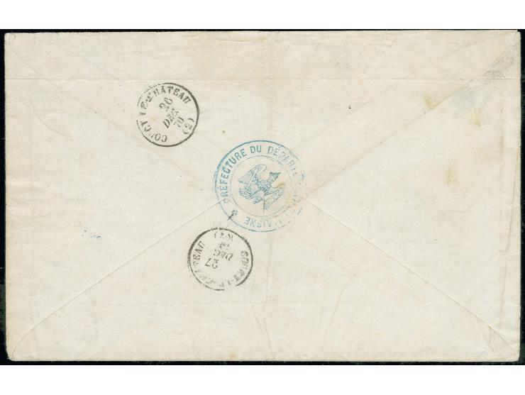 "K:PR:FELD-POST-RELAIS No. 76. 23/12" auf Briefkuvert mit nebengesetztem Absenderstempel "PRÉFECTURE DU DÉPARTEMENT DE L'AISN