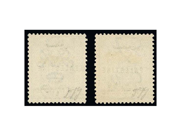1921, 10 p. ultramarine and 20 p. grey, used, very fine, certificate Zodia Stamps (Bale 69 and 70)