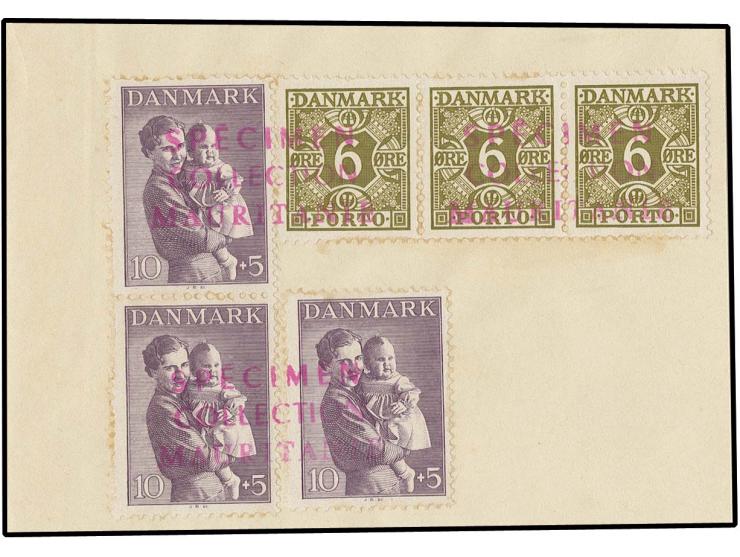 1941, Aid to Children and Postage Due 6-10+5 Ø, each in strip of 3, few toned perfs, otherwise fine