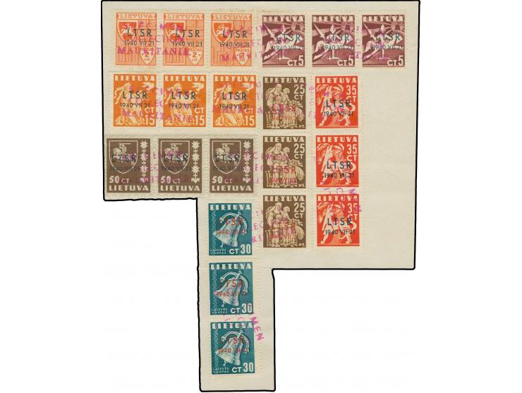 1940, Incorporation of Lithuania 2-50 c., each in strip of 3, fine