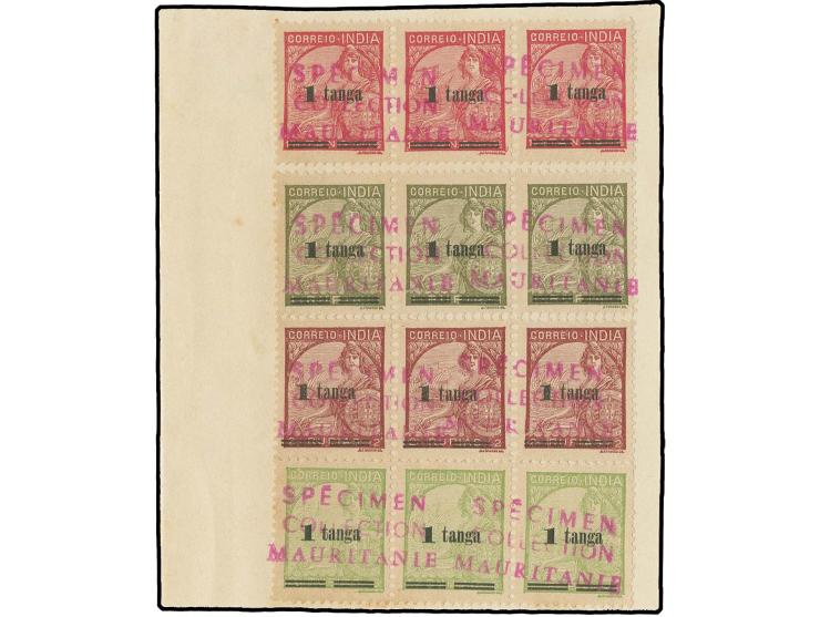 1939/41, surcharges 1 t., each as horizontal strip of 3, fine
