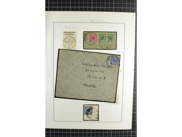 SCHIFFSPOST: 1896/1909, Sammlung mit 16 Briefstücken, 13 Belegen und ein Markenpaar mit meist klaren Stempelabschlägen der Se