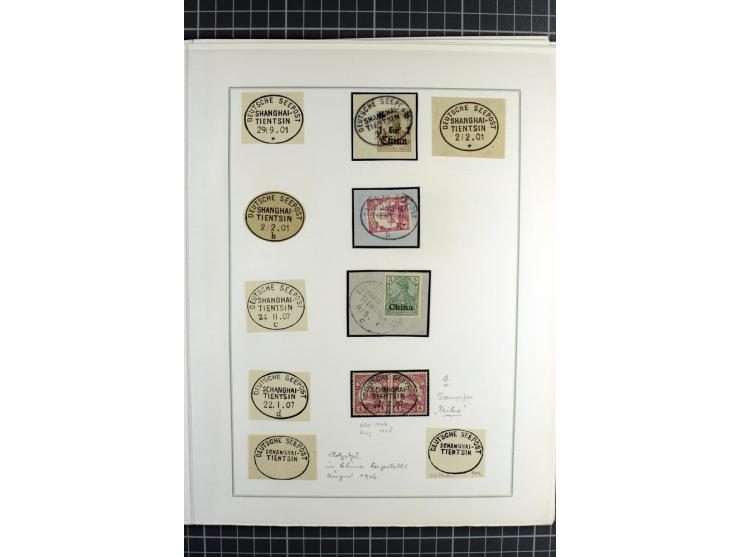 SCHIFFSPOST: 1896/1909, Sammlung mit 16 Briefstücken, 13 Belegen und ein Markenpaar mit meist klaren Stempelabschlägen der Se