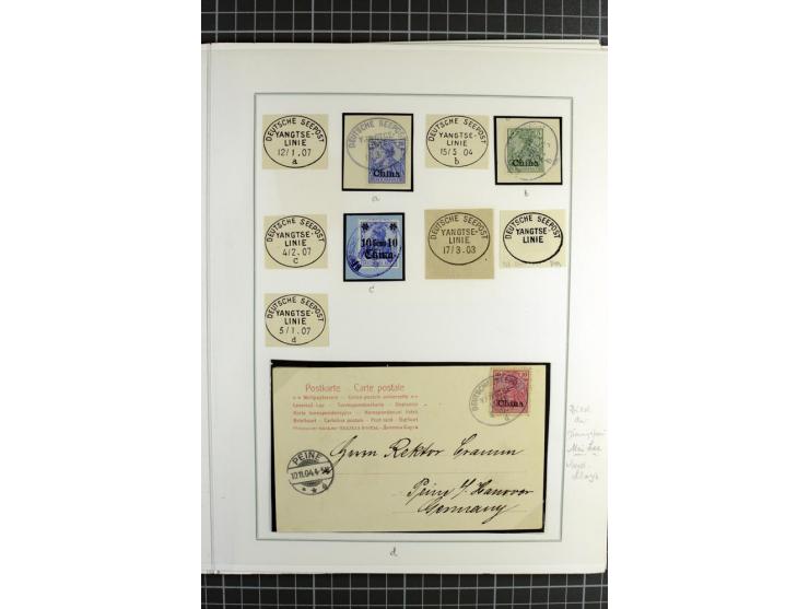 SCHIFFSPOST: 1896/1909, Sammlung mit 16 Briefstücken, 13 Belegen und ein Markenpaar mit meist klaren Stempelabschlägen der Se
