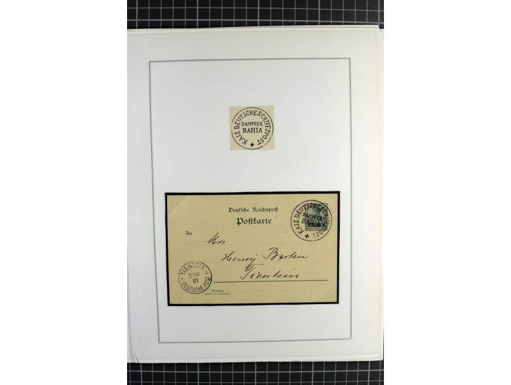 SCHIFFSPOST: 1896/1909, Sammlung mit 16 Briefstücken, 13 Belegen und ein Markenpaar mit meist klaren Stempelabschlägen der Se