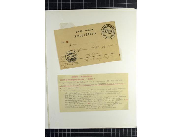 SCHIFFSPOST: 1896/1909, Sammlung mit 16 Briefstücken, 13 Belegen und ein Markenpaar mit meist klaren Stempelabschlägen der Se