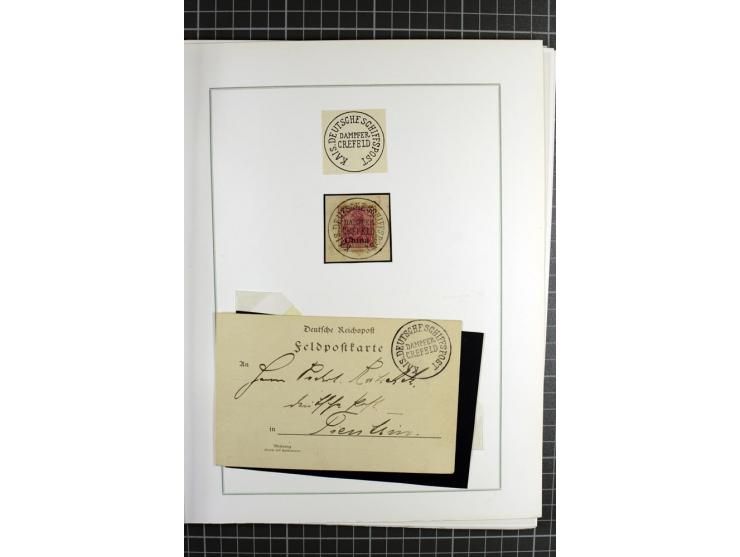 SCHIFFSPOST: 1896/1909, Sammlung mit 16 Briefstücken, 13 Belegen und ein Markenpaar mit meist klaren Stempelabschlägen der Se