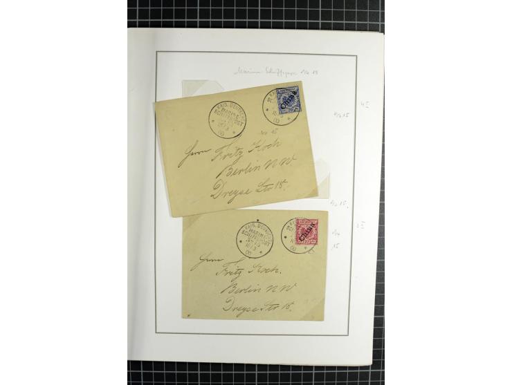 SCHIFFSPOST: 1896/1909, Sammlung mit 16 Briefstücken, 13 Belegen und ein Markenpaar mit meist klaren Stempelabschlägen der Se