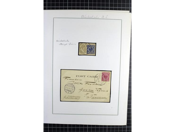 SCHIFFSPOST: 1896/1909, Sammlung mit 16 Briefstücken, 13 Belegen und ein Markenpaar mit meist klaren Stempelabschlägen der Se