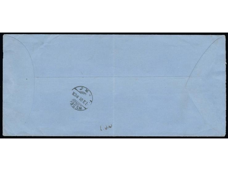 Reichspost 50 Pfg. im senkrechten Paar mit EKr. "PEKING DP 19.1.01" als portogerechte Mehrfachfrankatur auf Einschreibe-Brief