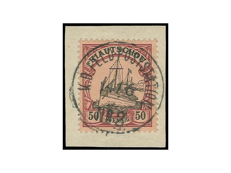 50 Pfg. mit zentrischem "K.D. FELDPOSTSTATION No. 8 14/6" auf Briefstück, Pracht, sign. Gentzsch und Bothe, ex Sammlung Rosen