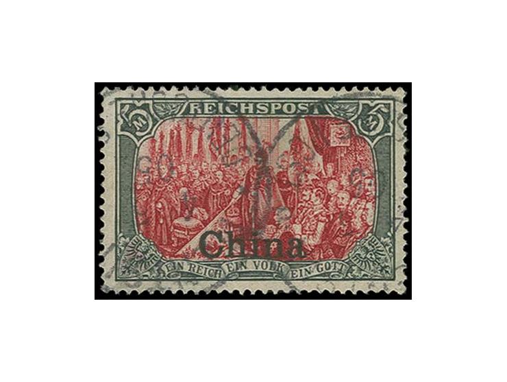 19021, Reichspost 5 M., Type I mit Nachmalung mit Rot und Deckweiß, gestempelt, Pracht, Fotobefund Jäschke-L. BPP (Mi. 400,-)