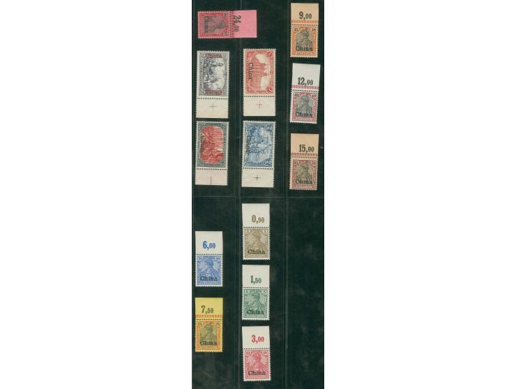 Fetter Aufdruck mit kommaförmigen i-Punkt: 3 Pfg.-5 M., alle 13 Werte kpl., die Pfennig-Werte einheitlich vom Oberrand, die M