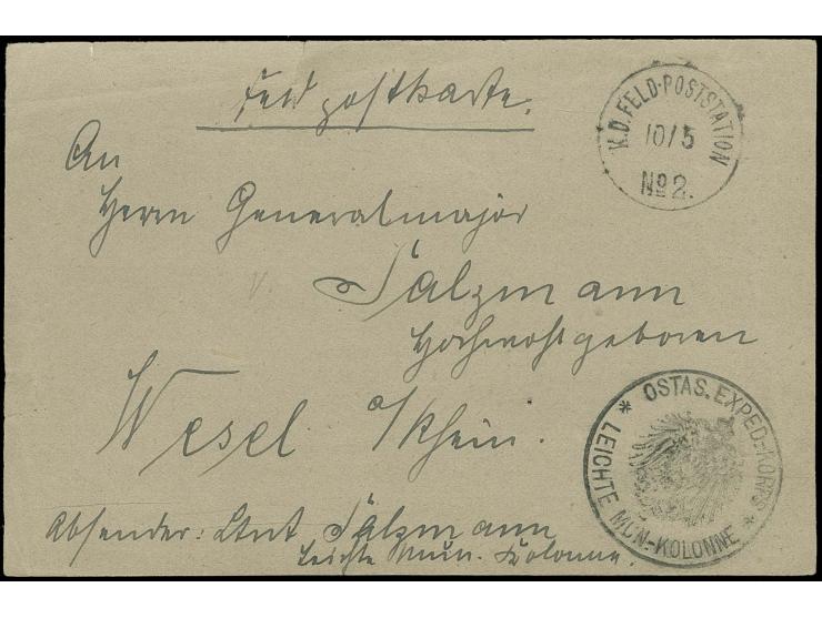 FELDPOST: 1901,"K.D.FELD.POSTSTATION No.2 10.5." und Briefstempel "...Leichte Mun.-Kolonne", je klar auf in China hergestellt