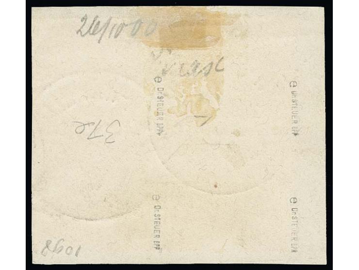 2 M. dunkelrotkarmin im Viererblock mit Stempel "FRIEDRICH-WILHELMSHAFEN 8 /6 95" auf Briefstück, Kabinett, sign. Dr. Steuer 