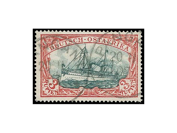 1901, Kaiseryacht 3 R. dunkelrot/grünschwarz, sauber gestempelt "PANGANI 20 11 07", Kabinett, sign. Pfenninger