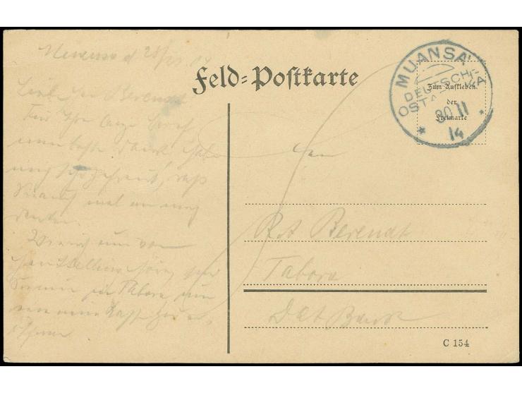 "MUANSA 30 11 14" auf Feldpostkarte mit langem Text nach Tabora, ex Sammlung Rosenhaus