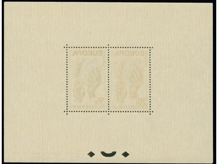 1957, CEPT special souvenir sheet, unmounted mint, very fine, only 22 printed, certificate Laroze