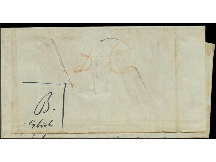 1842, folded letter from "SMYRNE 29.MARS.42" with boxed "PF" and tax "6" via Paris and Le Havre with double circle datestamp 