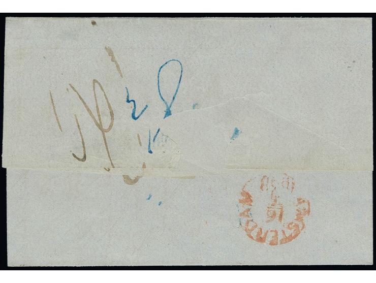 1858, entire letter from "PATRAS 26 APR 58" to Amsterdam, showing boxed German tax stamp "8¼" (sgr.) for the conveyance from 