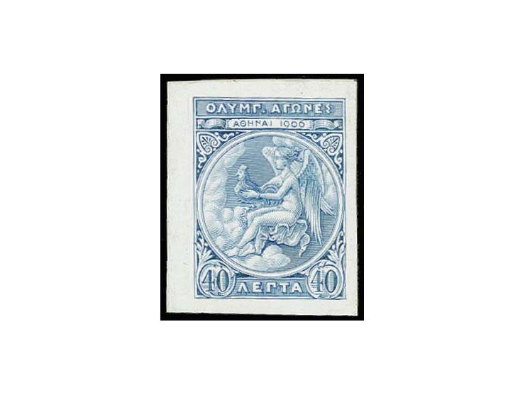 1906, Olympics 40 l. blue as proof on thick carton paper, unused without gum, fine
