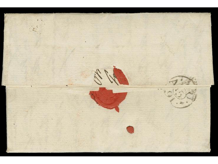 1791, entire letter with weak straight line "C. MARTYR" via London with red "PAID" marking and manuscript "Post paid british 