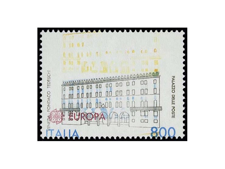 1990, CEPT 800 l., 2 copies with heavily shifted colours and 1991, 800 l., 5 copies with missing yellow colour and partly oth