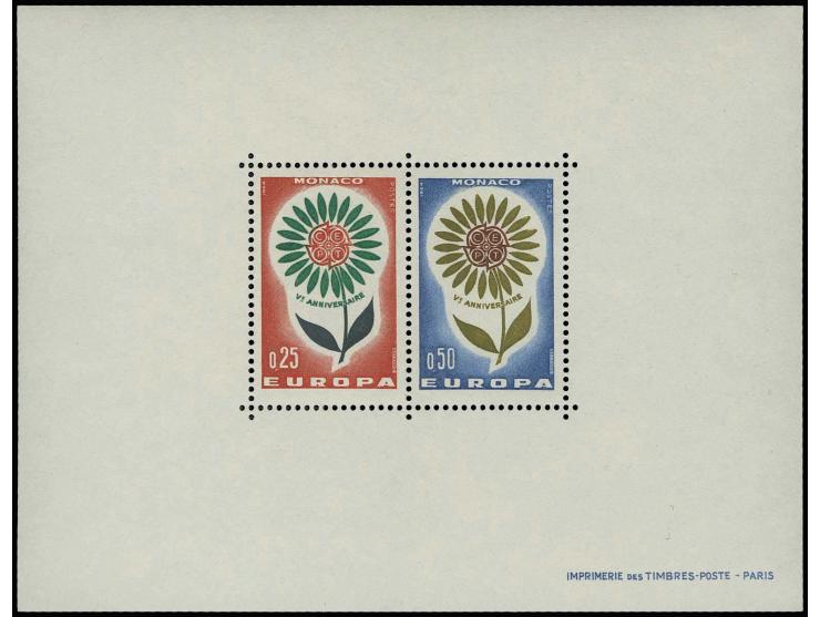 1964, CEPT  0,25 et 0,50 fr., bloc feuillet gommé, neuf sans charnière