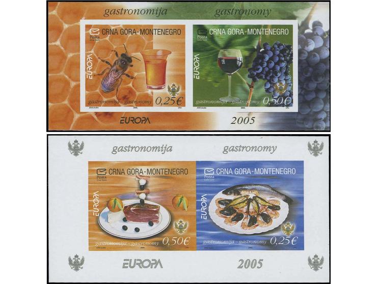 2005, CEPT souvenir sheet and booklet pane perforated and imperforated, unmounted mint