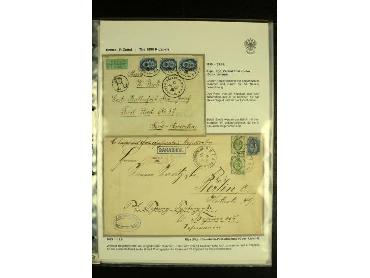 1899 BALTICS group of 10 provisional Registration labels and cachets from Riga (including Riga Zh D), Libau and Mitau, an int