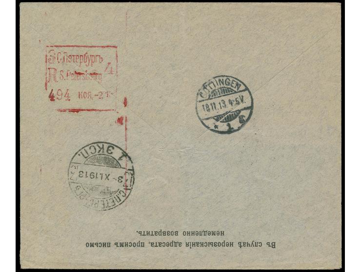 1913 MACHINE REGISTRATION (Automaten) Attractive commercial cover, central crease,  from St Petersburg to Germany, on the rev