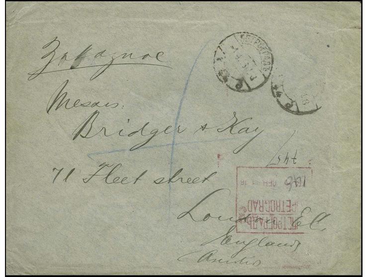 1916 MACHINE REGISTRATION (Automaten) Censored cover, some creasing, with wax seal and adhesives on reverse sent from Petrogr