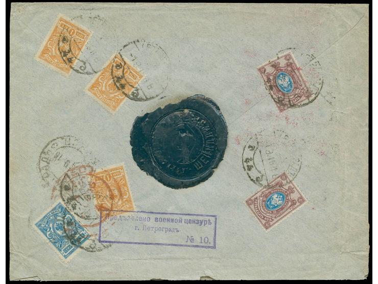 1916 MACHINE REGISTRATION (Automaten) Censored cover, some creasing, with wax seal and adhesives on reverse sent from Petrogr