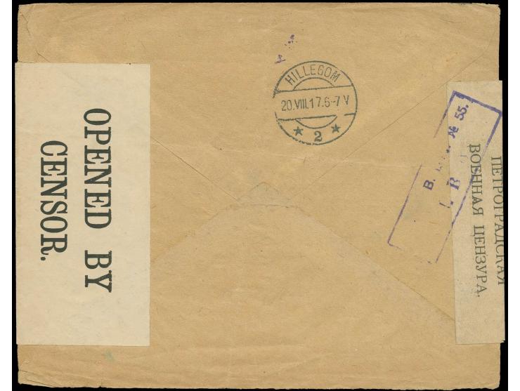 1917 MACHINE REGISTRATION (Automaten) Cover from Kislovodsk to Holland, with both Russian and British censorship and Dutch  a