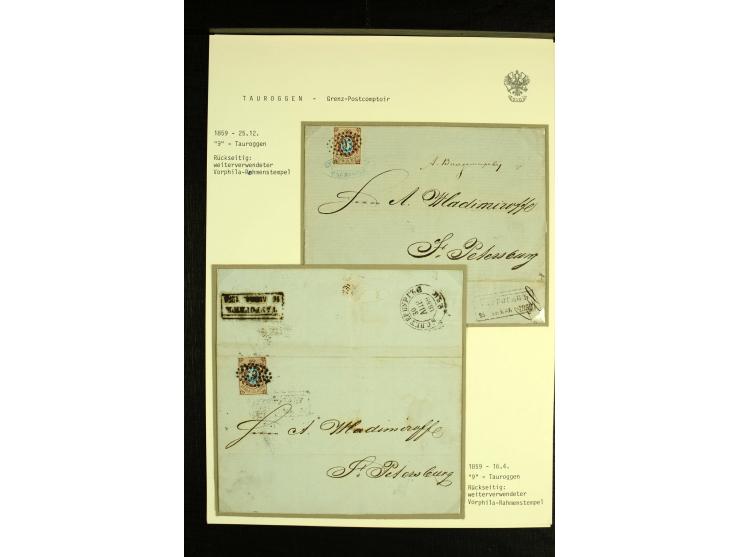 1850s / 1860s DOTTED NUMERAL CANCELLATIONS: Small collection mostly on Russia # 5 with four loose stamps and 5 covers with cl