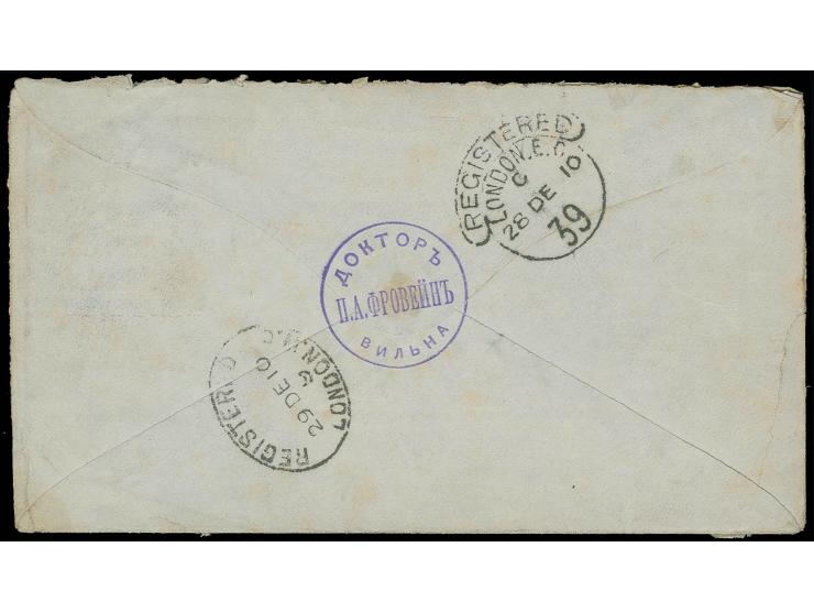 1910 MAIL FACILITIES IN COMMERCIAL PREMISES (Hilfpoststellen) Registered cover sent to London, uprated postal stationery enve