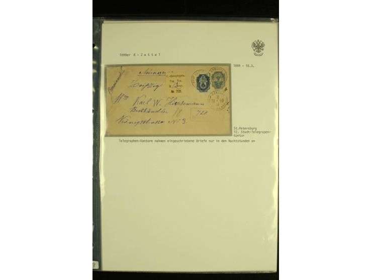 1899 ST PETERSBURG. A collection of 10 covers all with Provisional White registration labels of St Petersburg Telegraph Offic
