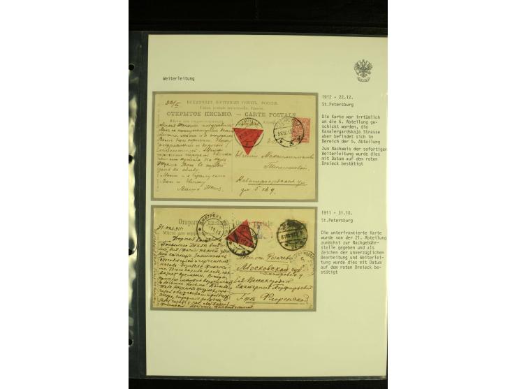 1911 / 1915 ST PETERSBURG. A group of six covers and cards with red re-direction triangles, all well tied by cancellations, a