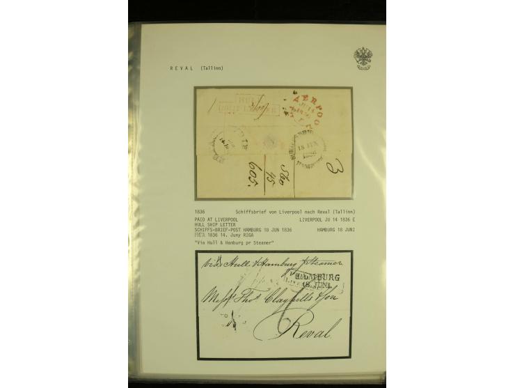 1836 / 1914 SHIP MAIL Collection of North Sea mail on album pages with 28 covers and cards of which 19 are pre - philatelic w