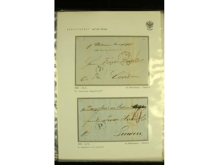 1836 / 1914 SHIP MAIL Collection of North Sea mail on album pages with 28 covers and cards of which 19 are pre - philatelic w