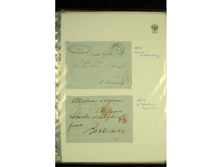 1836 / 1914 SHIP MAIL Collection of North Sea mail on album pages with 28 covers and cards of which 19 are pre - philatelic w