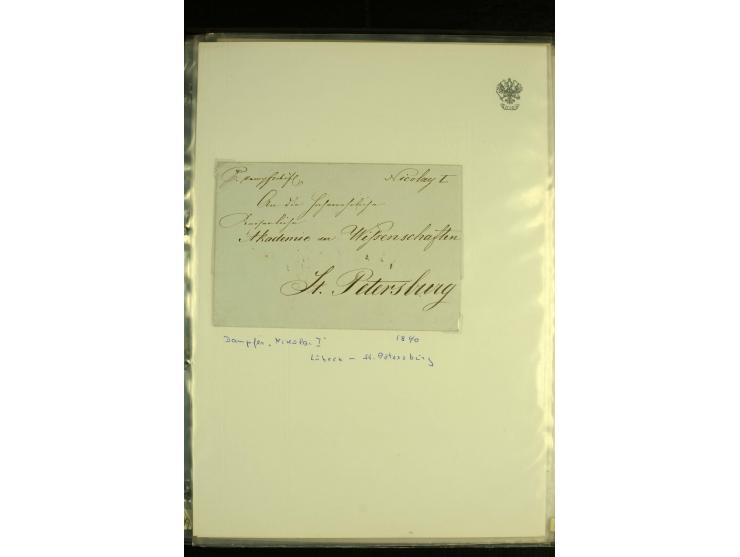 1836 / 1914 SHIP MAIL Collection of North Sea mail on album pages with 28 covers and cards of which 19 are pre - philatelic w