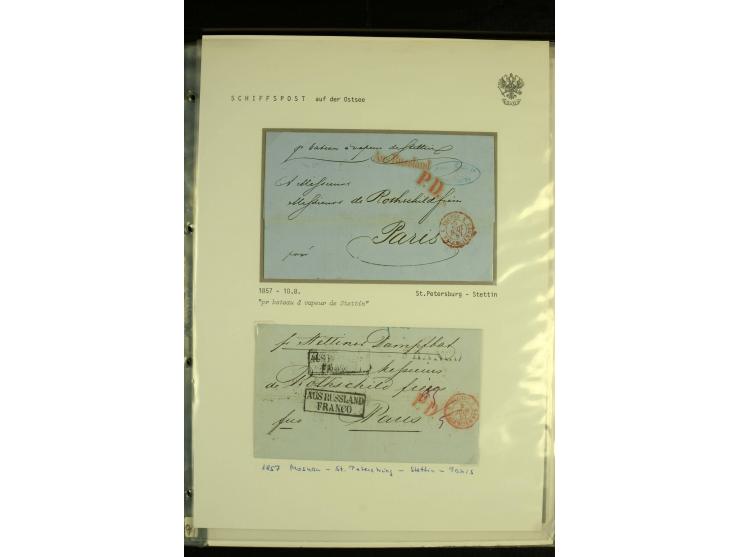 1836 / 1914 SHIP MAIL Collection of North Sea mail on album pages with 28 covers and cards of which 19 are pre - philatelic w