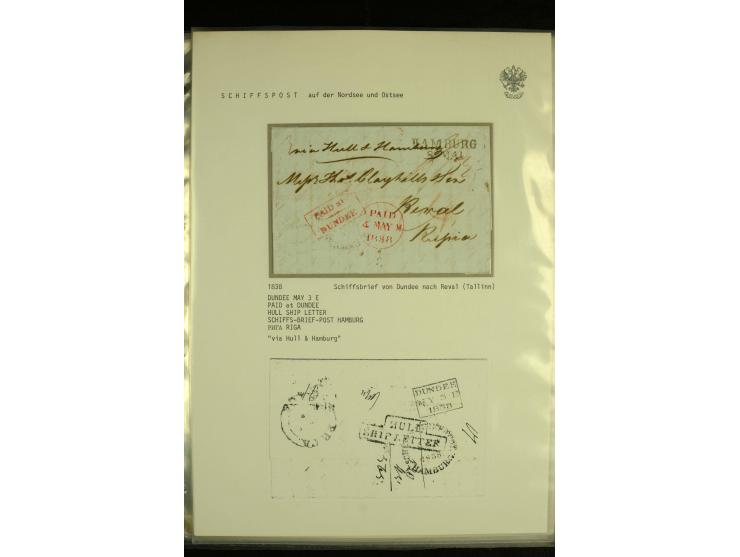 1836 / 1914 SHIP MAIL Collection of North Sea mail on album pages with 28 covers and cards of which 19 are pre - philatelic w